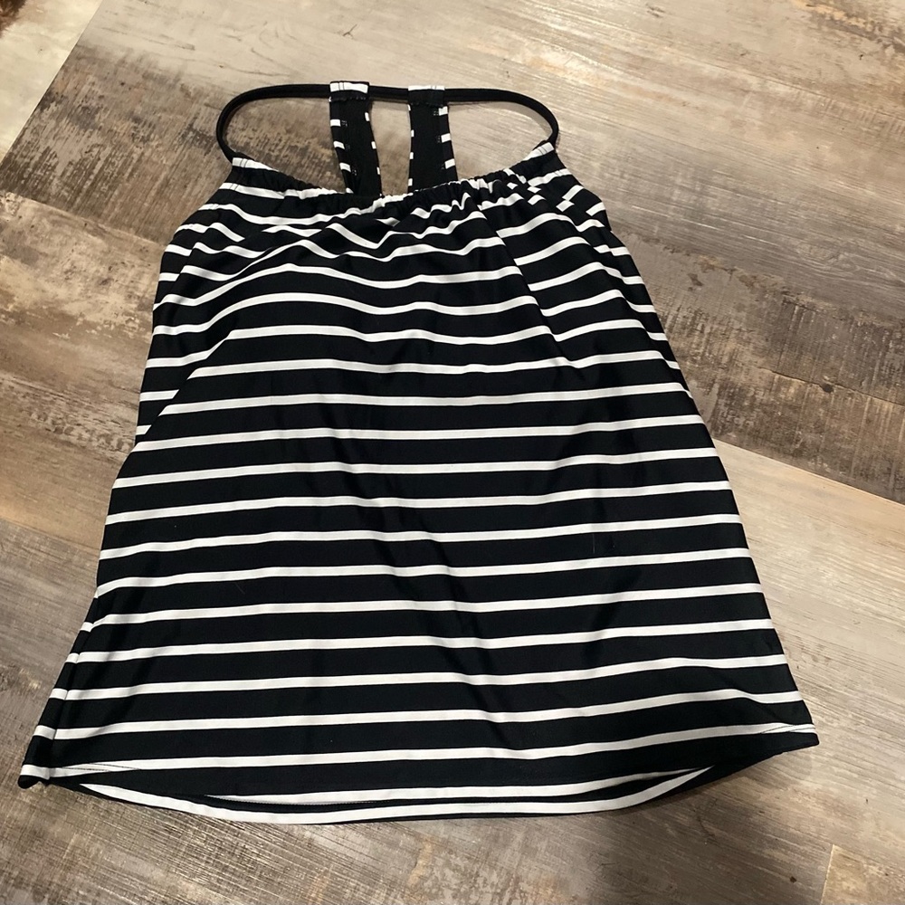 Black and White Striped Halter Top